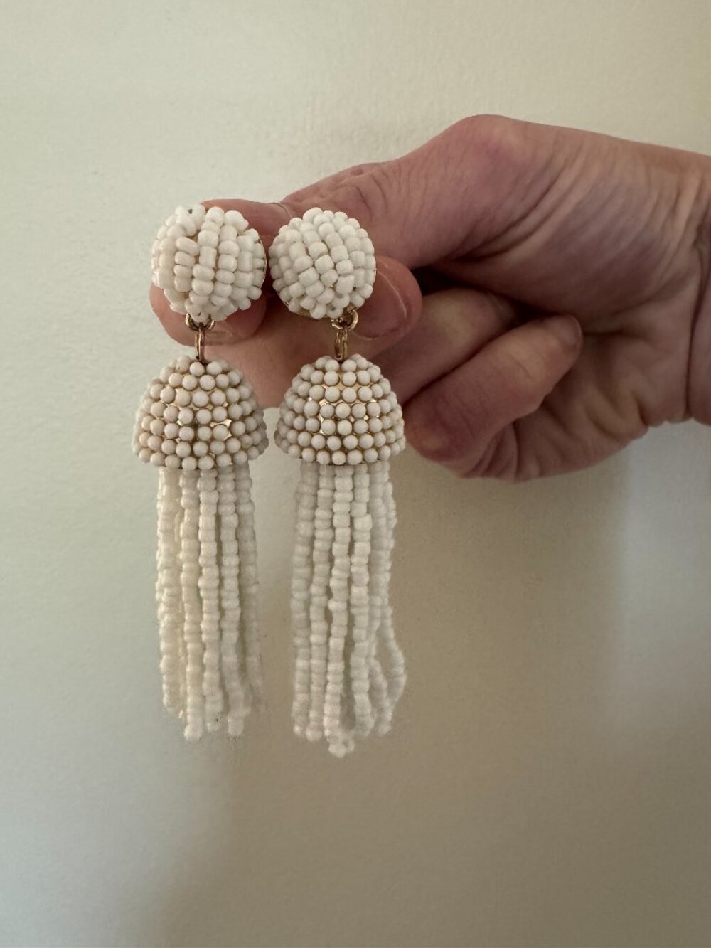 Baublebar Beaded Tassel Earrings - New - WHITE